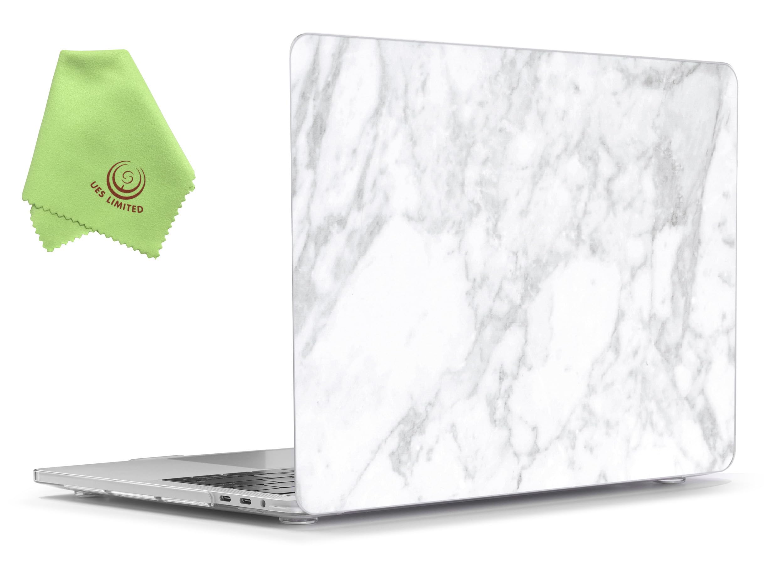 UESWILL Marble Pattern Hard Case Compatible with MacBook Pro 13 inch M1 M2 (2016-2024 Release) Model A2338 A2289 A2251 A2159 A1989 A1706 A1708, White