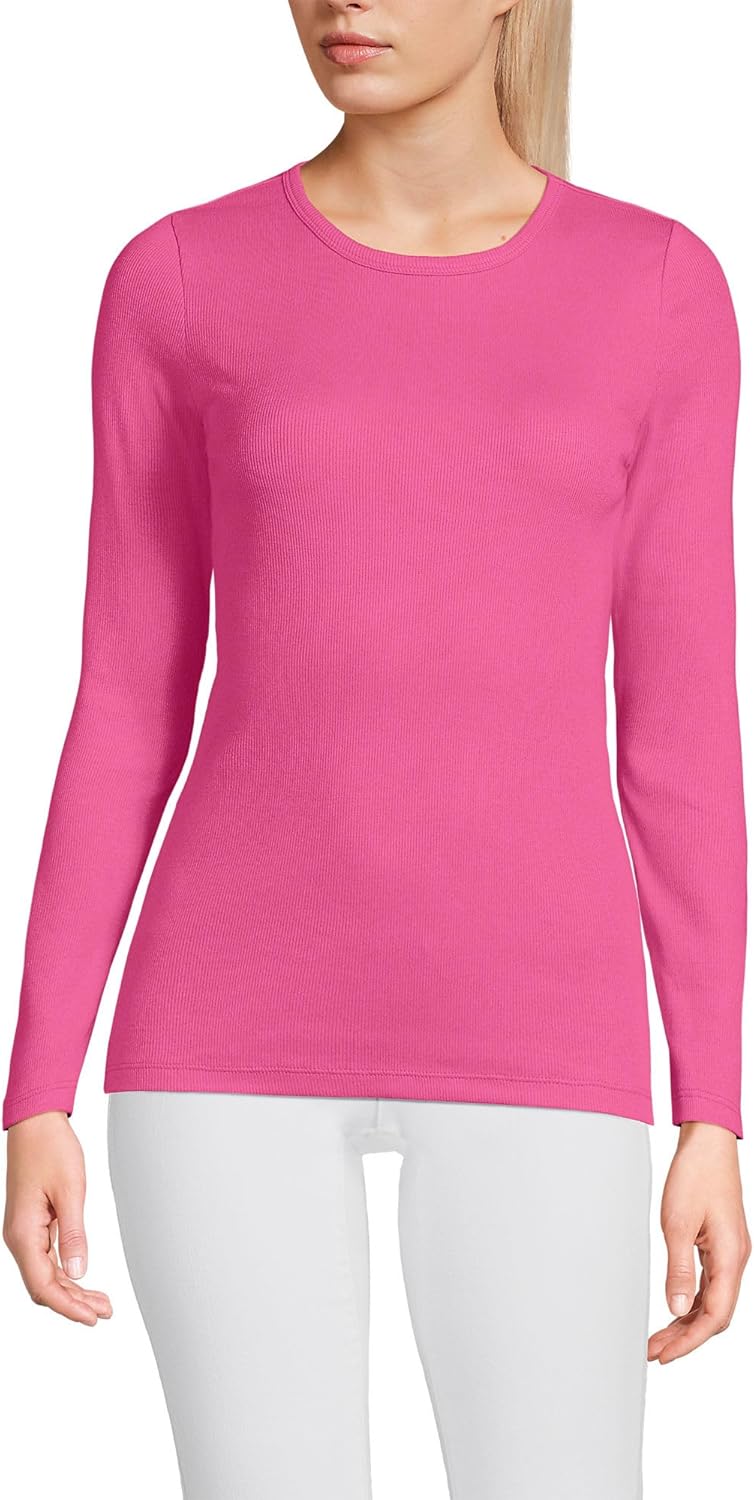 Lands' End Women's Cotton Rib Knit T-Shirt