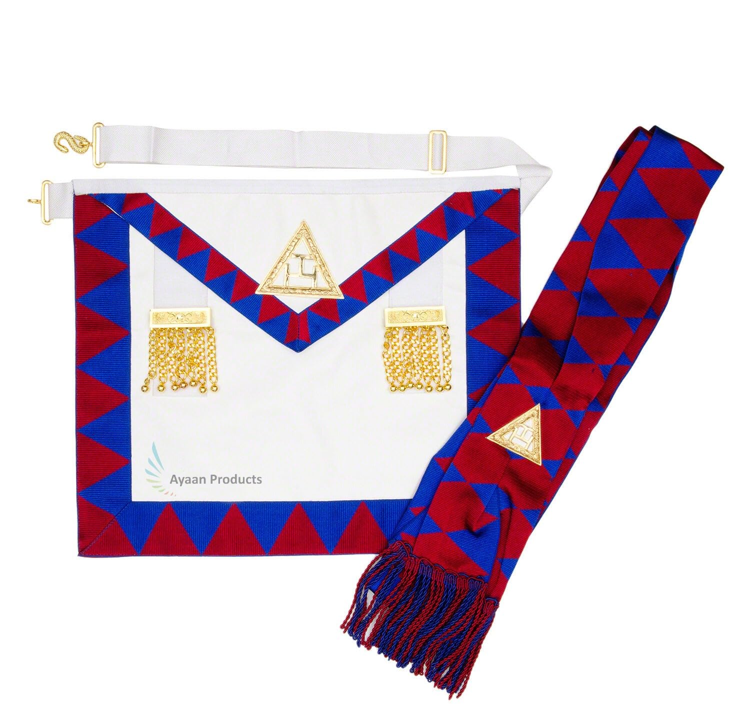 Precious Moon Lambskin Leather Masonic Royal Arch Companions Apron & Sash RA Chapter Regalia