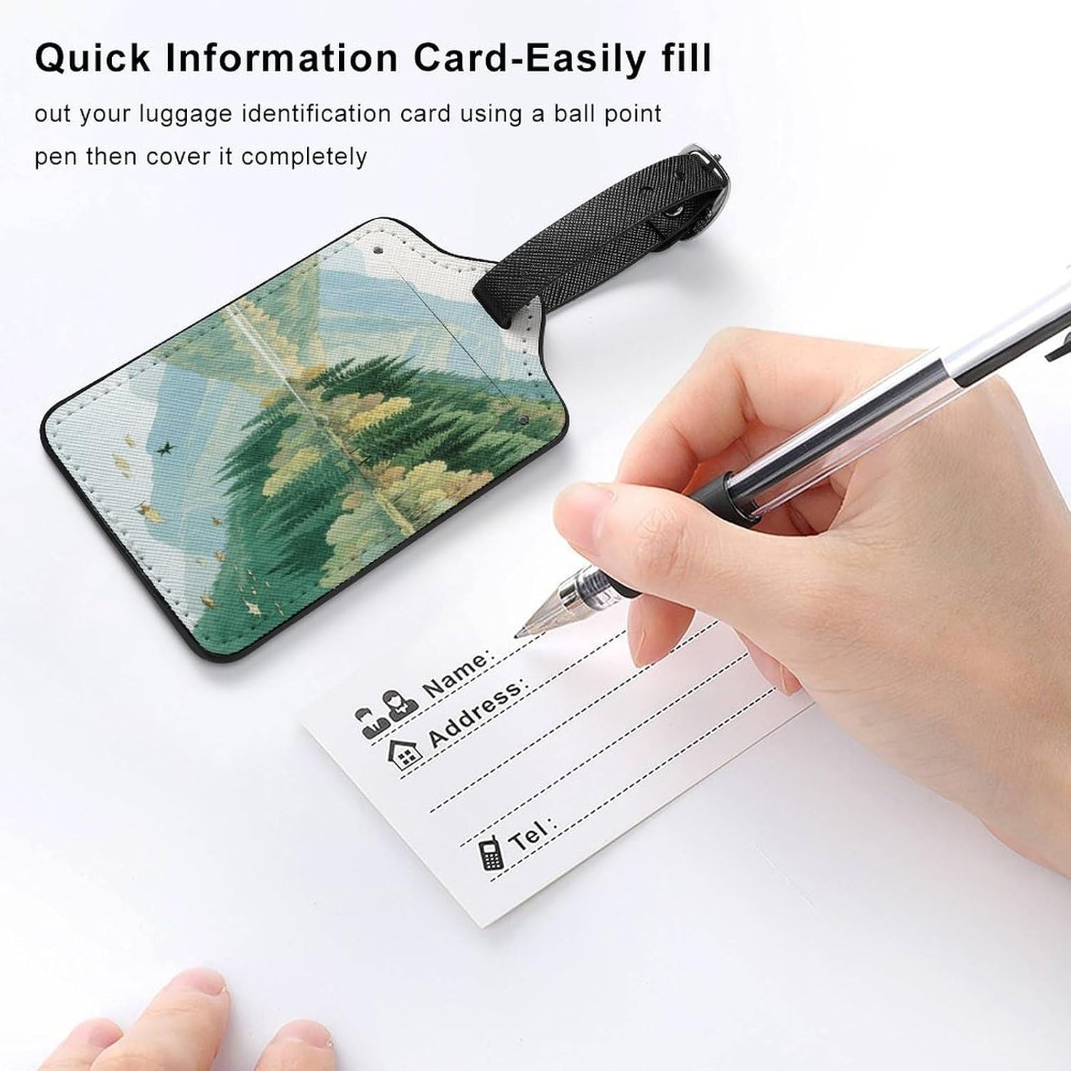 Quiet Mountain Lake PU Leather Luggage Tag for Suitcases image 5