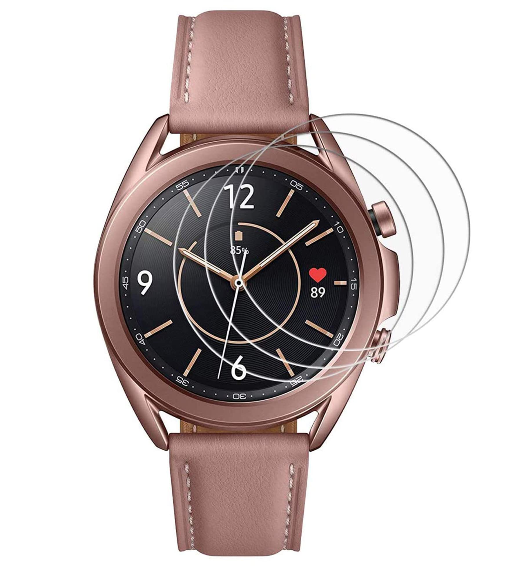 RBEIK Samsung Galaxy Watch 3 41MM Screen Protector Glass - [3 PACK] Premium 9H Hardness Tempered Glass Screen Protector for Samsung Galaxy Watch 3 41MM with [Bubble Free Installation] [Anti-Scratch]
