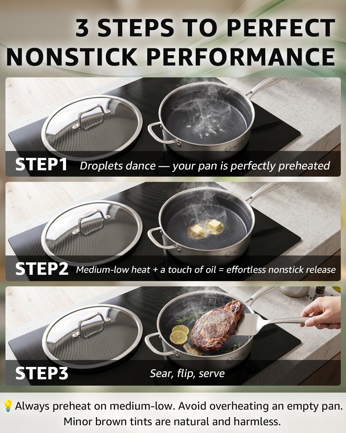 LOLYKITCH 6-Quart Frying Pan with Lid - 12 Inch -6