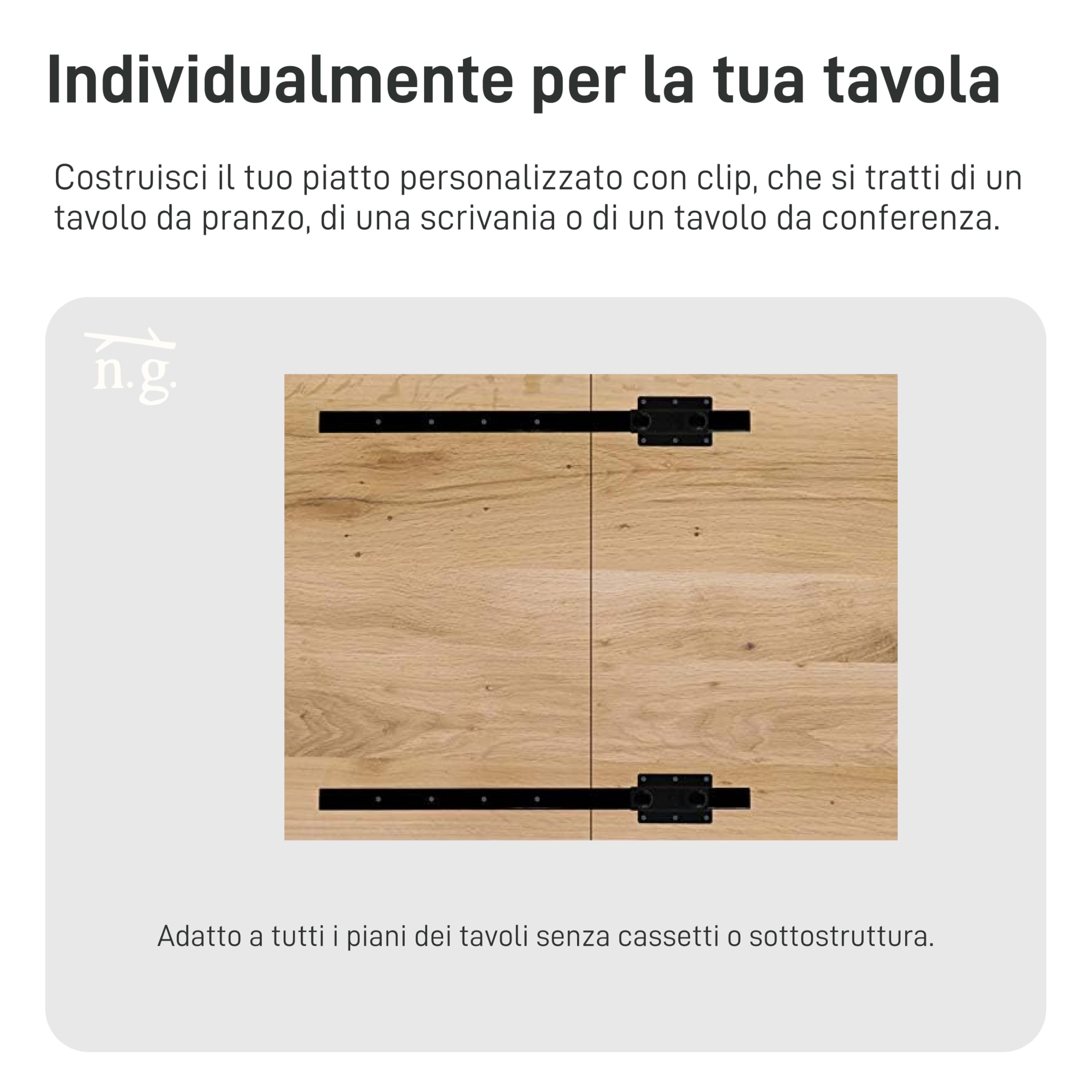 Natural Goods Berlin - 2 prolunghe per piano del tavolo da pranzo, scrivania, tavolo da conferenza, tavolo da cucina, montaggio semplice (60 cm, nero)