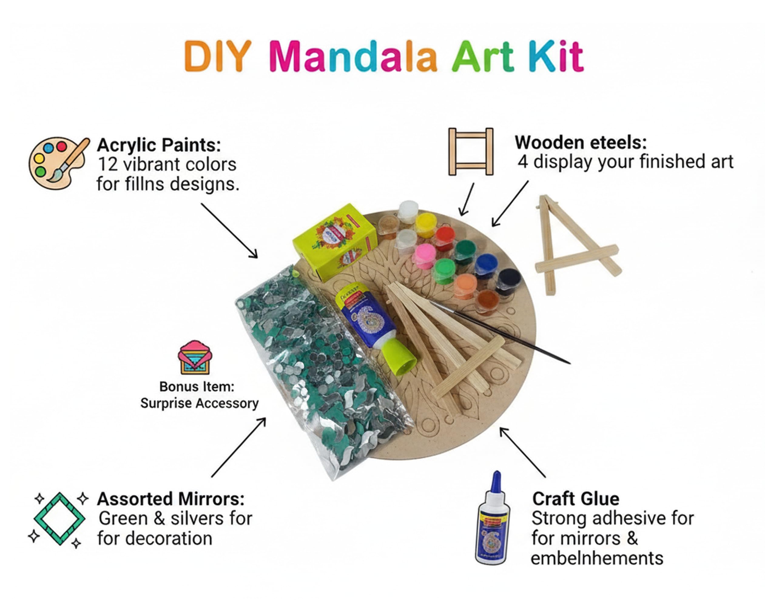 Complete Lippan Art Material DIY kit includes color MDF Board different 3