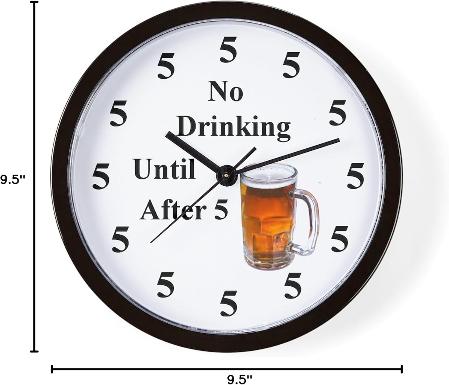 CafePress No Drinking Until After Five 10" Wall Clock for Livingroom, Kitchen, or Office