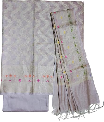 Ivikta Banarasi Silk Unstitched Salwar Suit Set with Dupatta for Women | Cotton Silk Dress Material