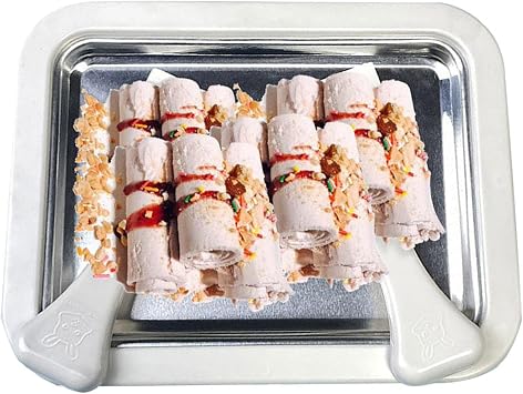 Ice Cream Maker Roll Ice Maker Shaved Ice Cream Maker Hand Ice Maker Cold Plate Fry Ice Tray Soft Cream Maker with 2 Spatulas Easy at Home Ice Creamer Happy Roll Home Home Use Making Slushie, Frozen Yogurt, Sorbet, Gelato
