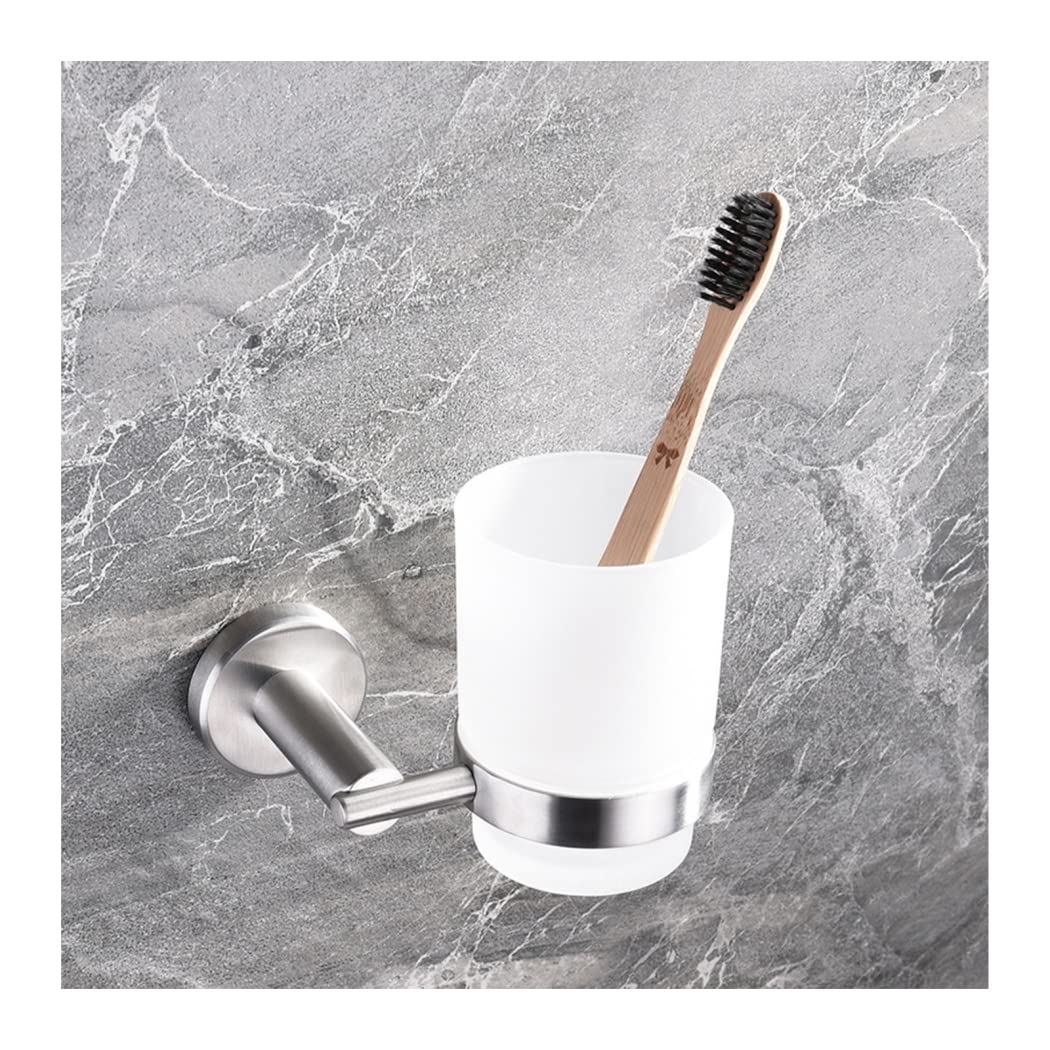 WRIST Zahnbürstenhalter, Edelstahl-Zahnbürstenhalter Mit Milchglasbecher, Wandmontage, Gebürsteter Zahnbürstenbecherhalter Für Die Aufbewahrung Im Badezimmer,B