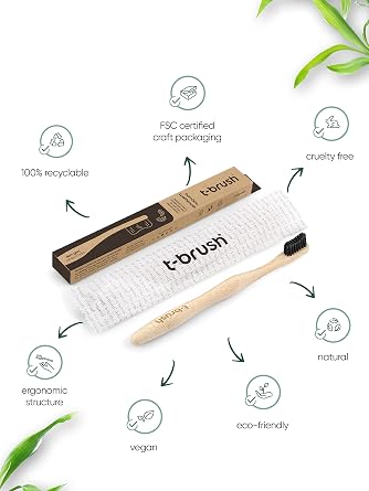 T-Brush Bambu Yetişkin Koyu Gri Diş Fırçası