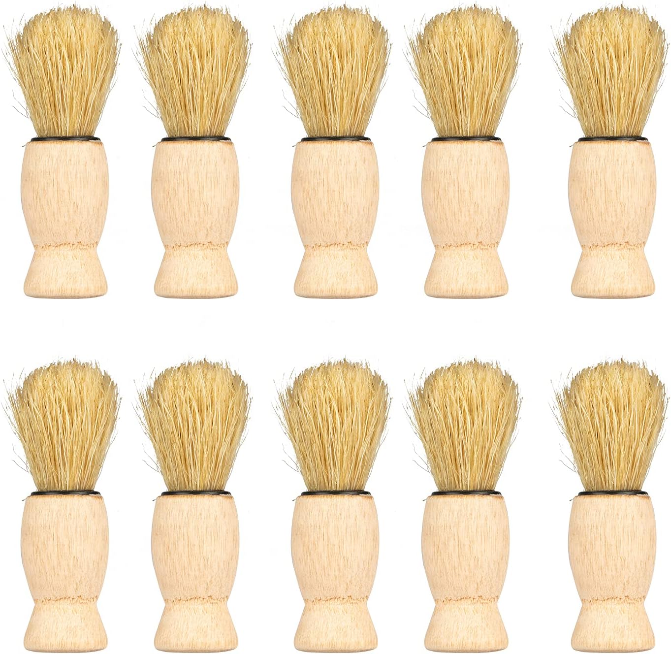 10 Pcs Men's Shaving Brush, Boar Bristle Wood Handle Shaving Brush Suitable for Professional Barber Salon Tools Personal Shaving