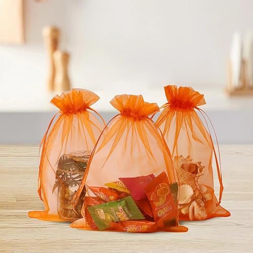 Miniatura 10 de Wudygirl 100 bolsas de organza gris transparente de 5 x 7 pulgadas con cordón, bolsas de joyería transparentes para fiestas, bodas, vacaciones,