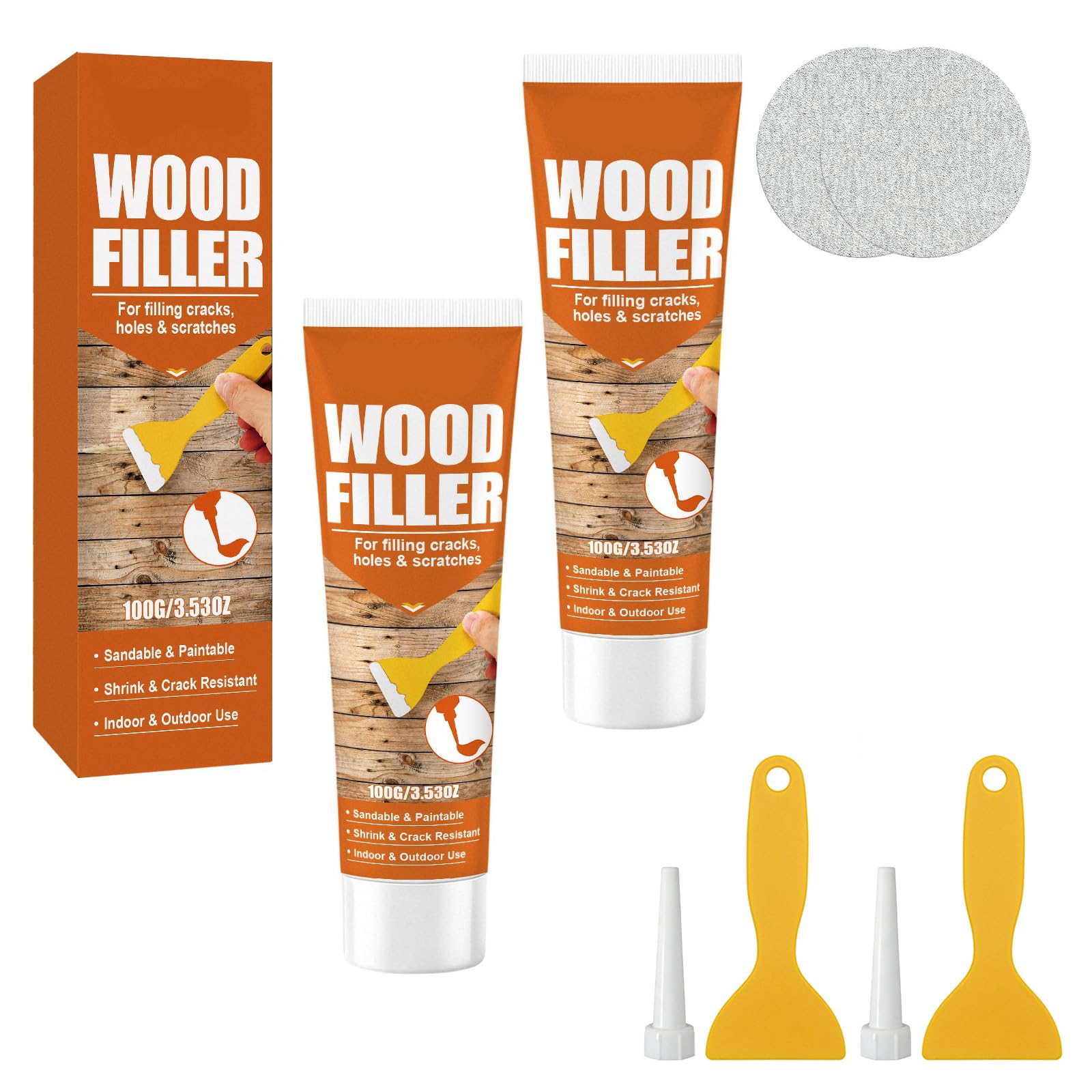 Masilla Para Madera Para Grietas Y Agujeros Reparación Mueble Blanco (2pcs)