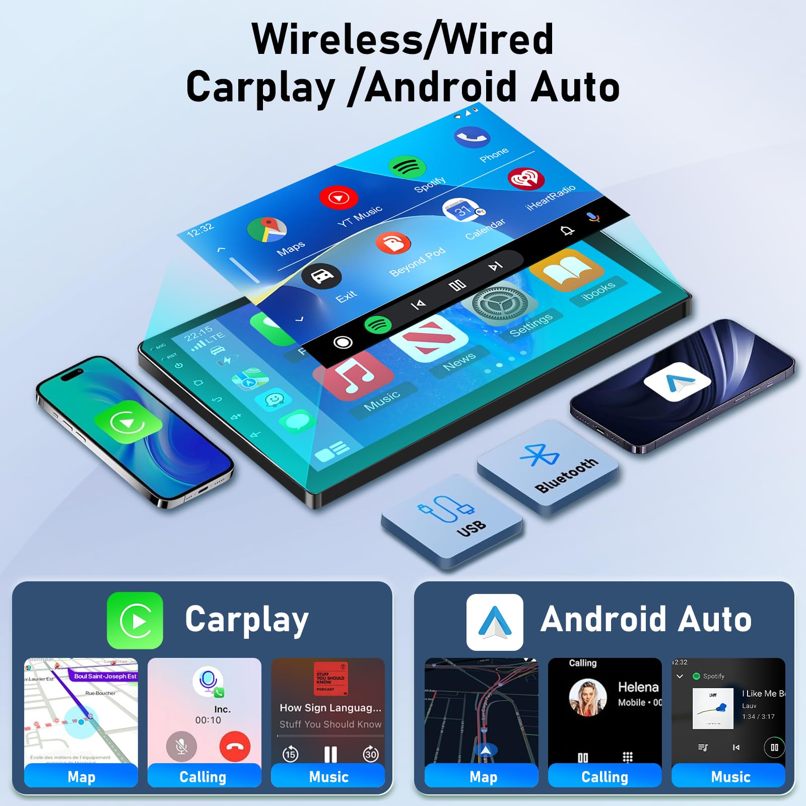 NHOPEEW Autoradio per Peugeot 107 / Citroen C1 / Toyota Aygo 2004-2014 con Carplay wireless e Android Auto - Autoradio Android 13 da 10 pollici con WiFi GPS Controllo del volante EQ Schermo diviso