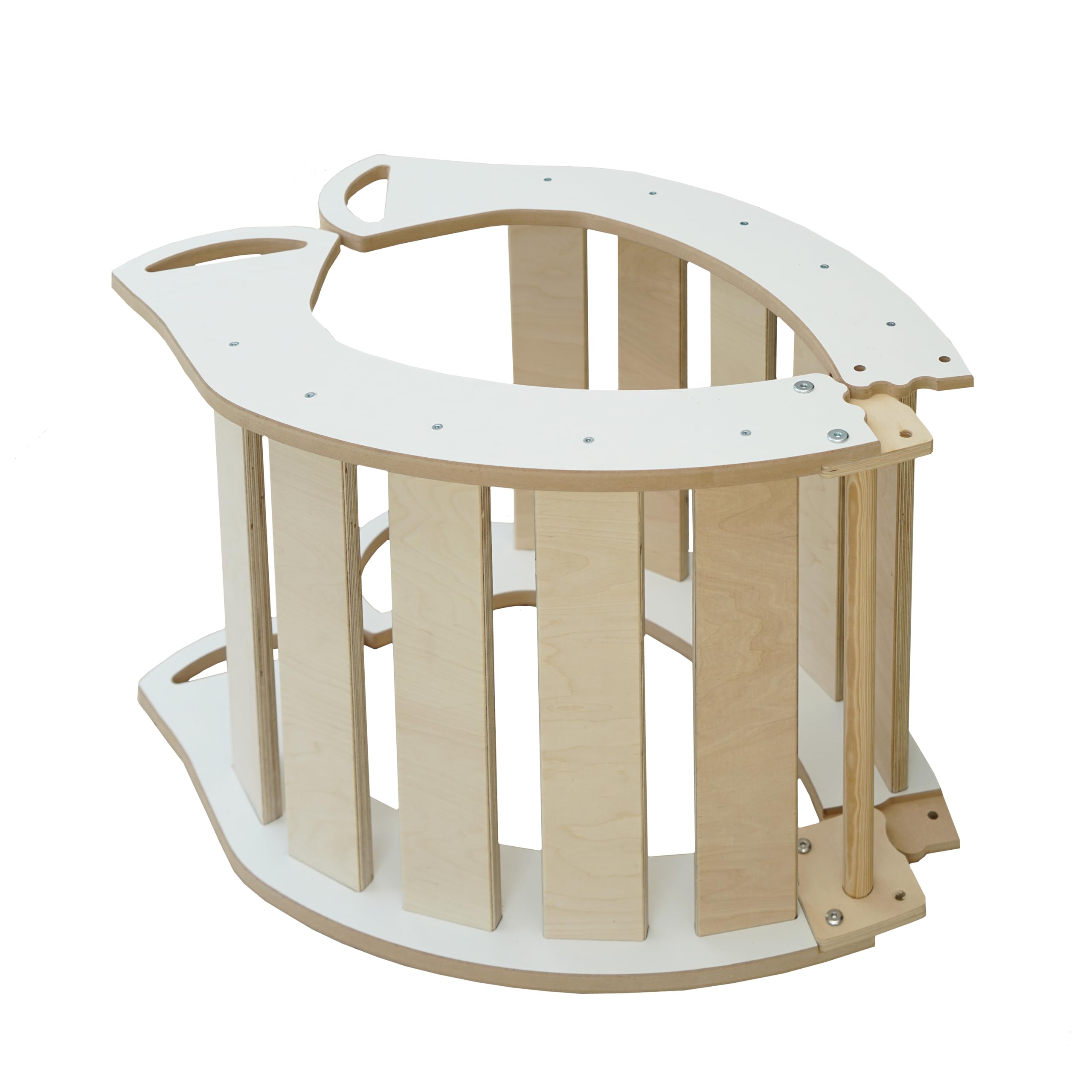 Skyline Altalene di equilibrio in legno tunnel gioco arco da arrampicata montessoriano per bambini fatto a mano dondolo montessori scivolo con altalena con cuscino M Effetto Bianco/Navy blu