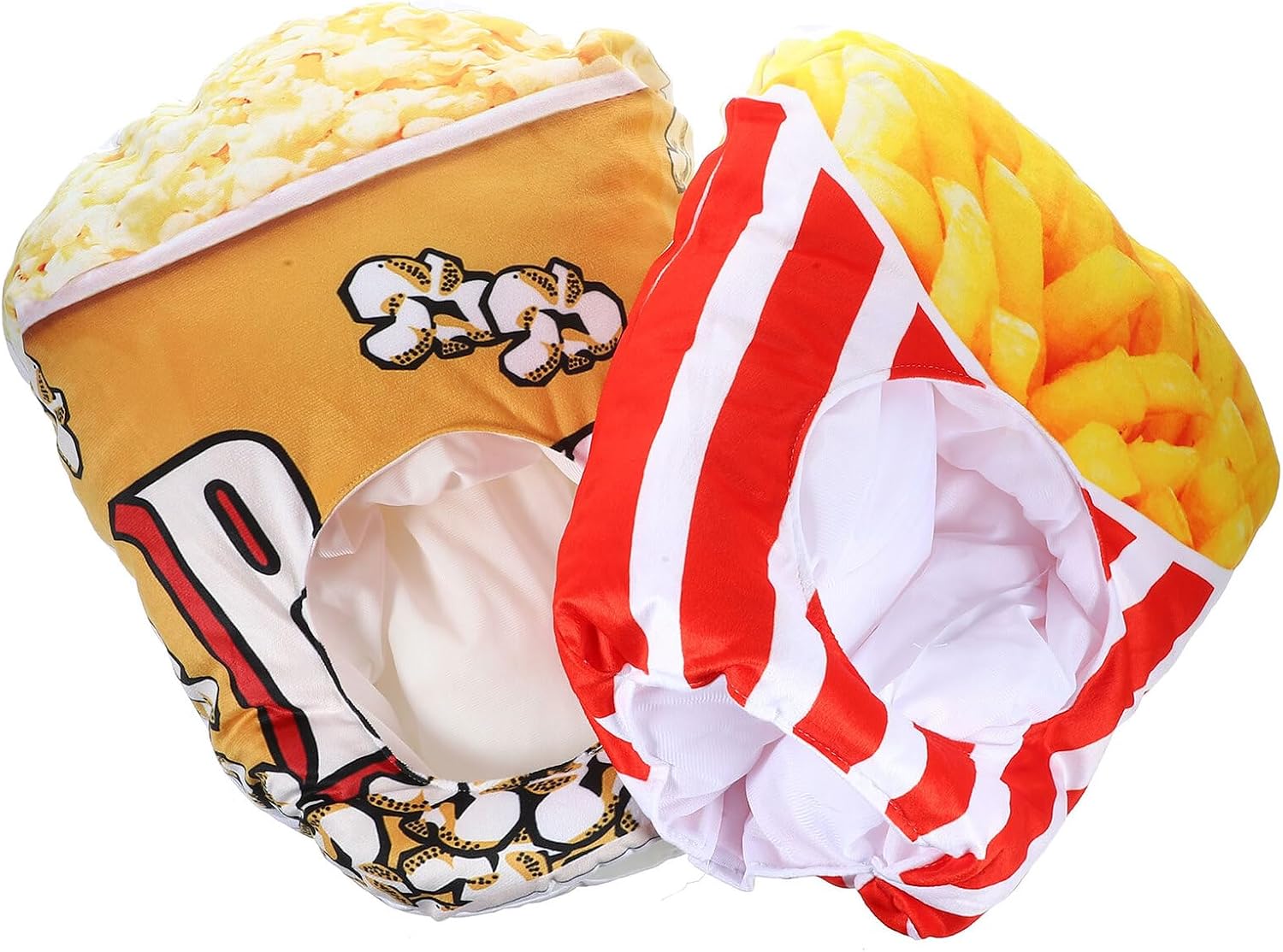 Ciieeo Popcorn and French Fries Costume Hats Set, Funny Photo Prop Party Caps, Yellow and Red Plastic Headwear for Birthday and Event Celebrations