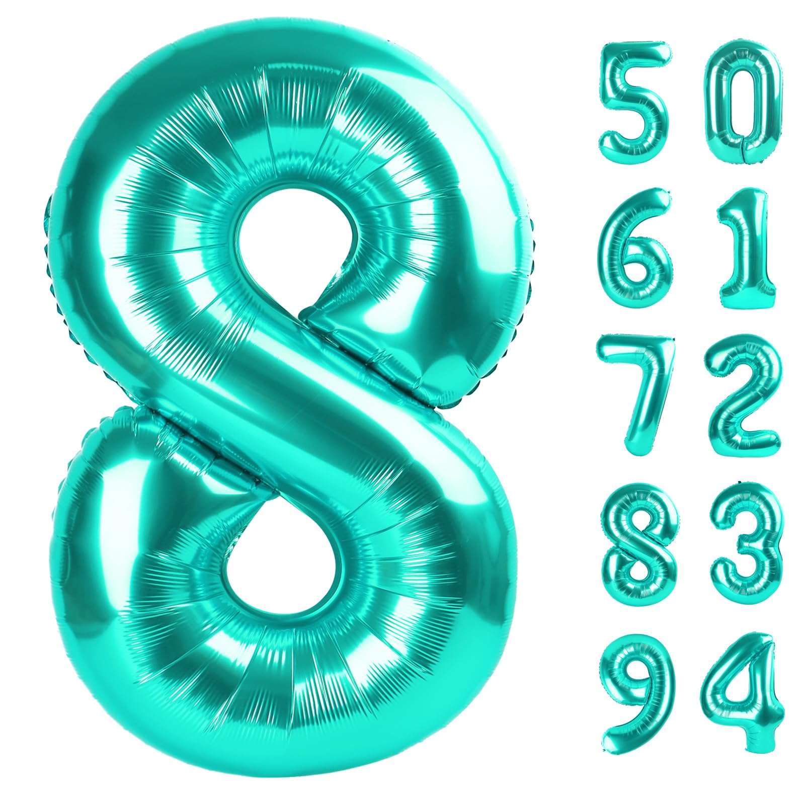 Nile Blue 8 Balloon - Number Balloon 40 Inch, 8th Nile Blue Decorations