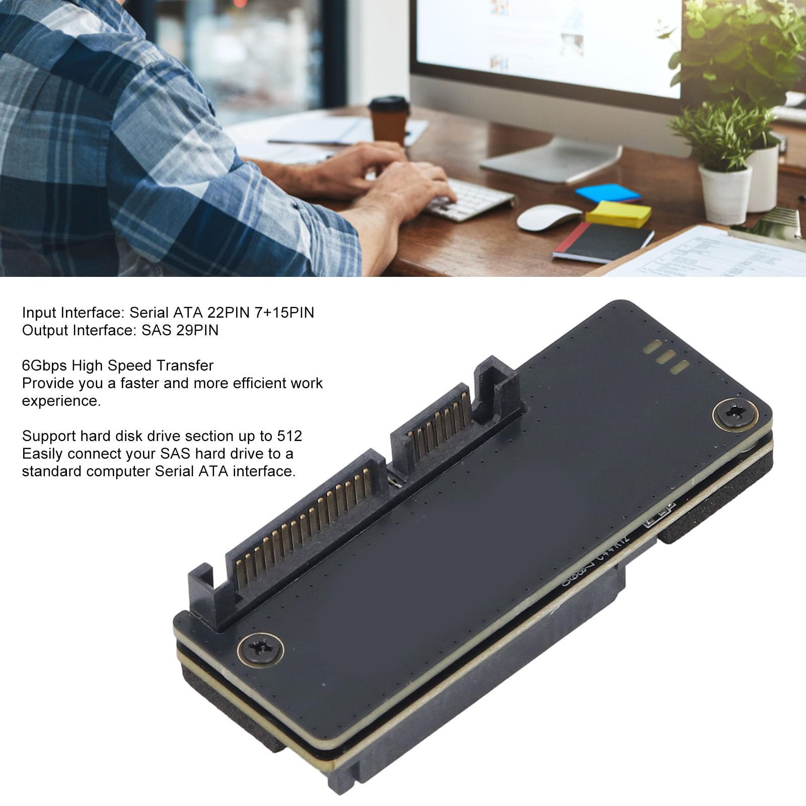 Bewinner Adattatore SSD SAS da 6 Gbps, capacità 512 GB, 7 10 11, Supporto, Connessione HDD SAS All'interfaccia su PC, Prestazioni Stabili e Sicure