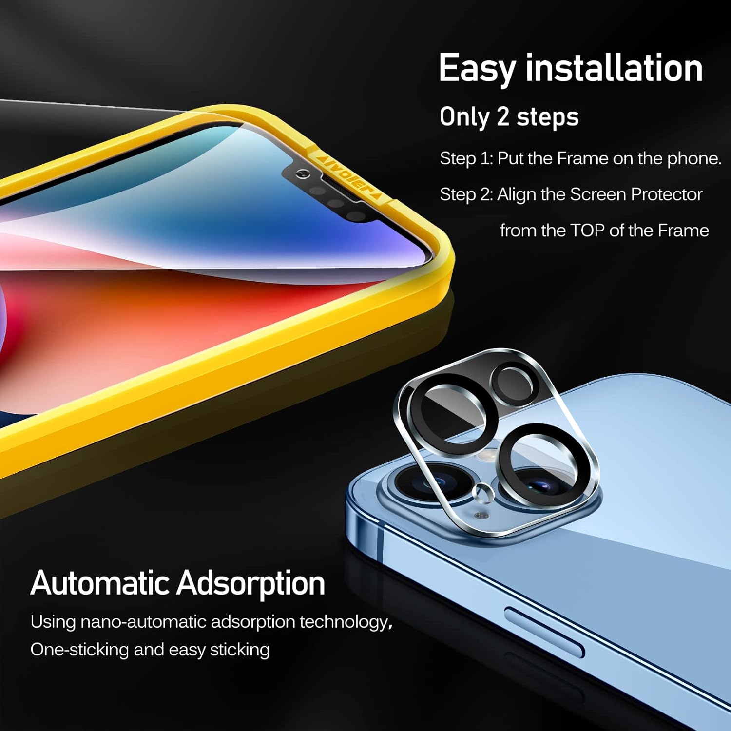 ivoler 3+3 Pack Tempered Glass for iPhone 14 Screen Protector 6.1'' [3 Pack] with [3 Pack] Camera Lens Protector with [Alignment Frame], Anti-Scratch Case Friendly Transparent HD Clear Film - Image 4