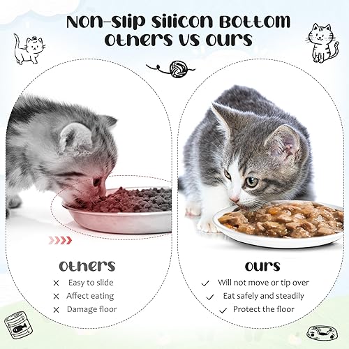 Miniatura 5 de 6 cuencos de cerámica para gatos, platos para gatos, antifatiga, plato de comida para gatos con parte inferior de silicona antideslizante, platos