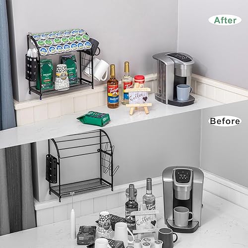 Miniatura 6 de FlagShip Soporte para tazas K para cápsulas de café, organizador de tazas K para barra de café, ahorra espacio para encimera de cocina (capacidad de