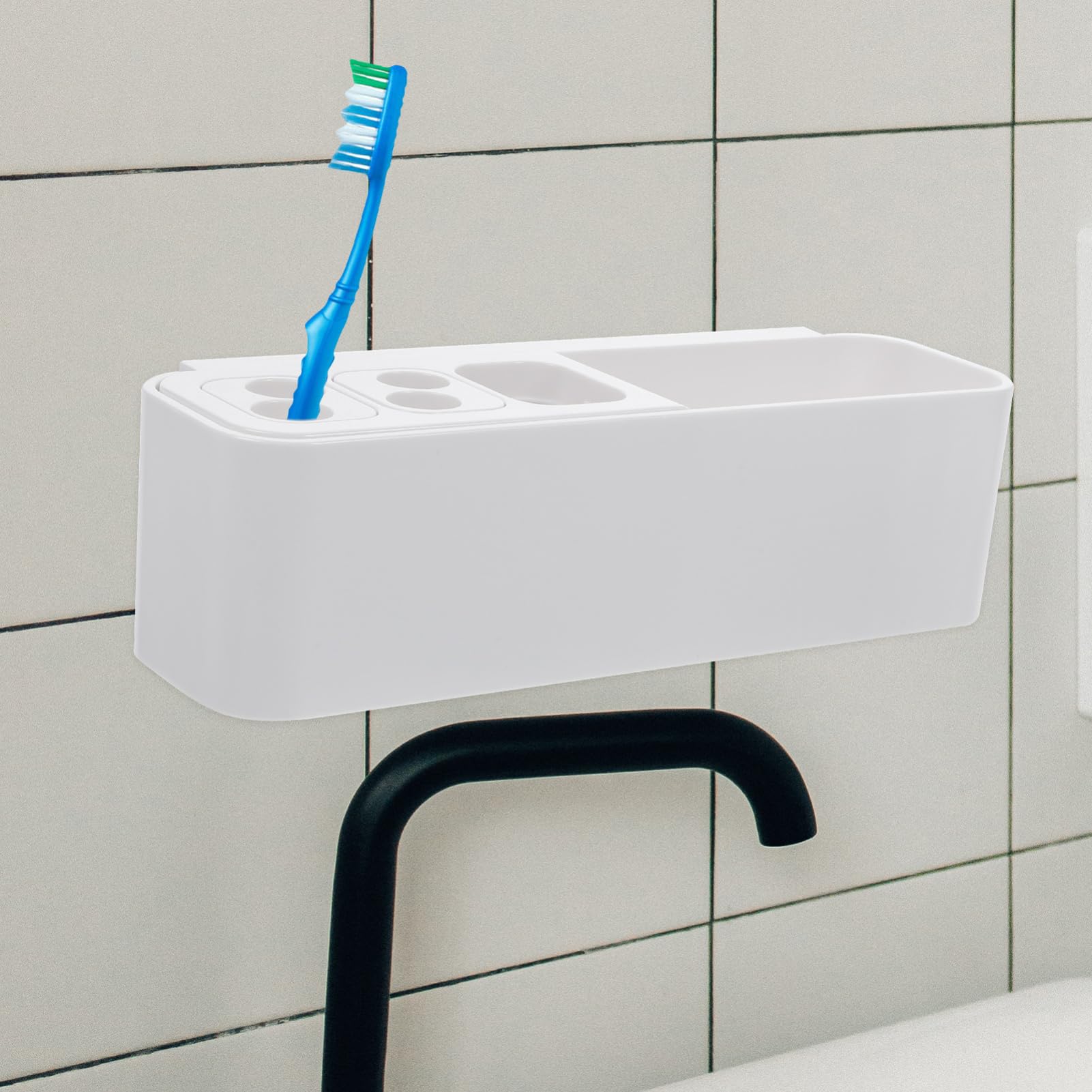 Cabilock 2 Piezas Soporte de Pared para Cepillos de Dientes Eléctricos Organizador de Baño Multipropósito con Orificios de Drenaje Almacenamiento Práctico para Cepillos Pasta Peines y
