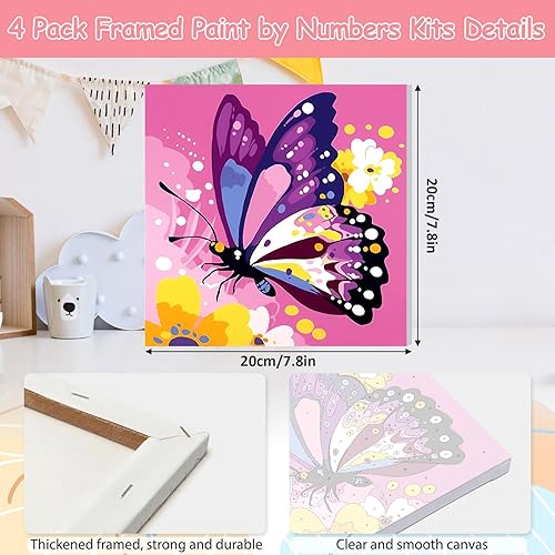 Miniatura 16 de EOBROMD Mrine Life - Paquete de 4 kits de pintura enmarcada por números para niños, kits de bricolaje para niños de 4 a 8 a 12 años, pintura sobre