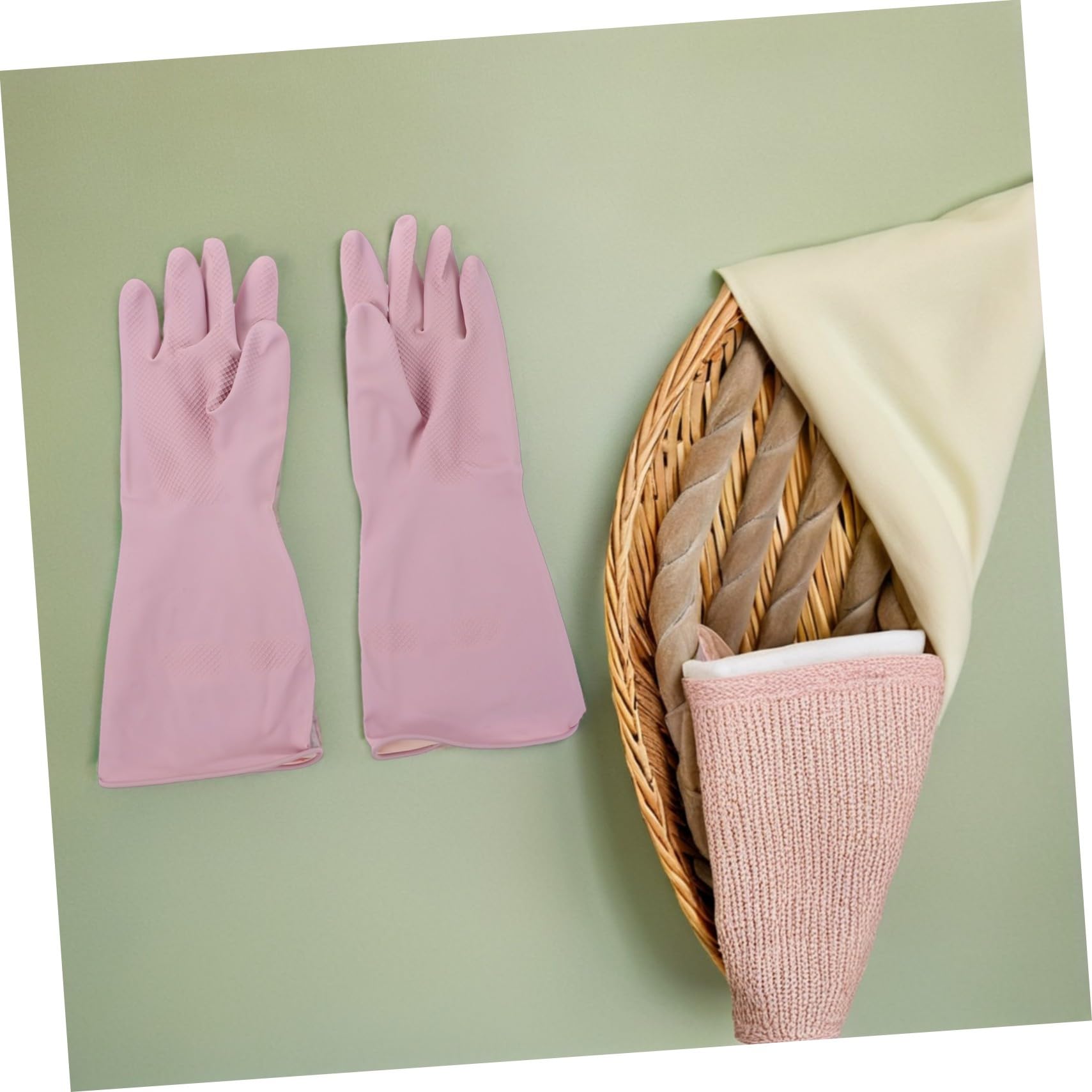 Anneome 4 Par Guantes de Limpieza de Goma Impermeables Reutilizables para Lavavajillas Cocina Guantes de Latex para Mujer para Fregar Platos