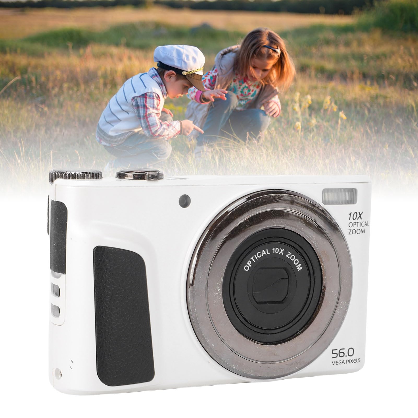 Asixxsix Cámara Digital 4K para Fotografía, Cámara Vlogging con Pantalla Abatible de 2,88 Pulgadas y Flash, Reconocimiento Facial HD de 56 MP, Zoom óptico 10x Zoom Digital 6X