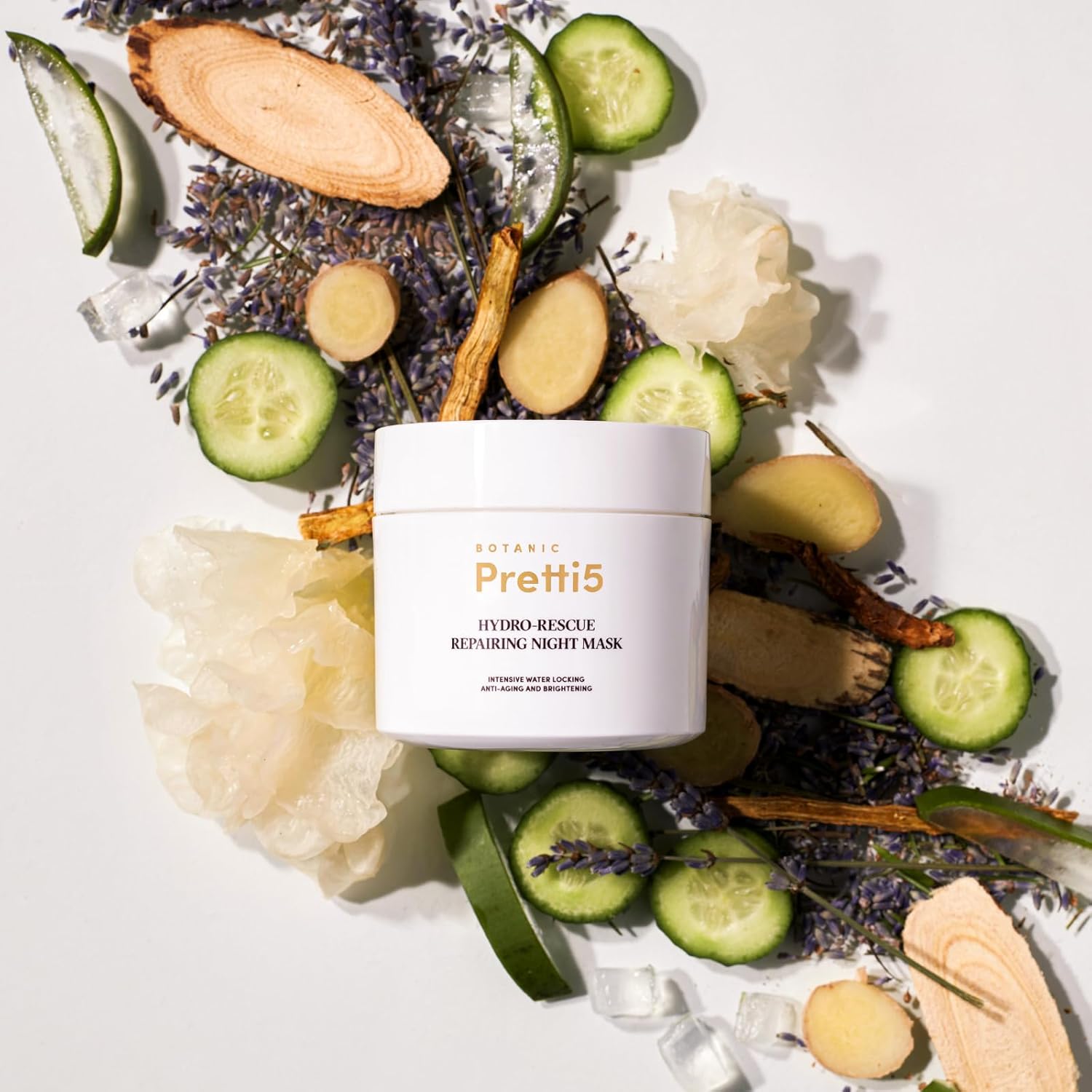 Pretti5 Botanic Hydro-Rescue Repairing Night Mask Nighttime Ritual for Softer, Plumper & Deeply Nourished Skin TCM Science-Led Innovation Vegan Sensitive Skin Safe 100g Jumbo Size - Image 6