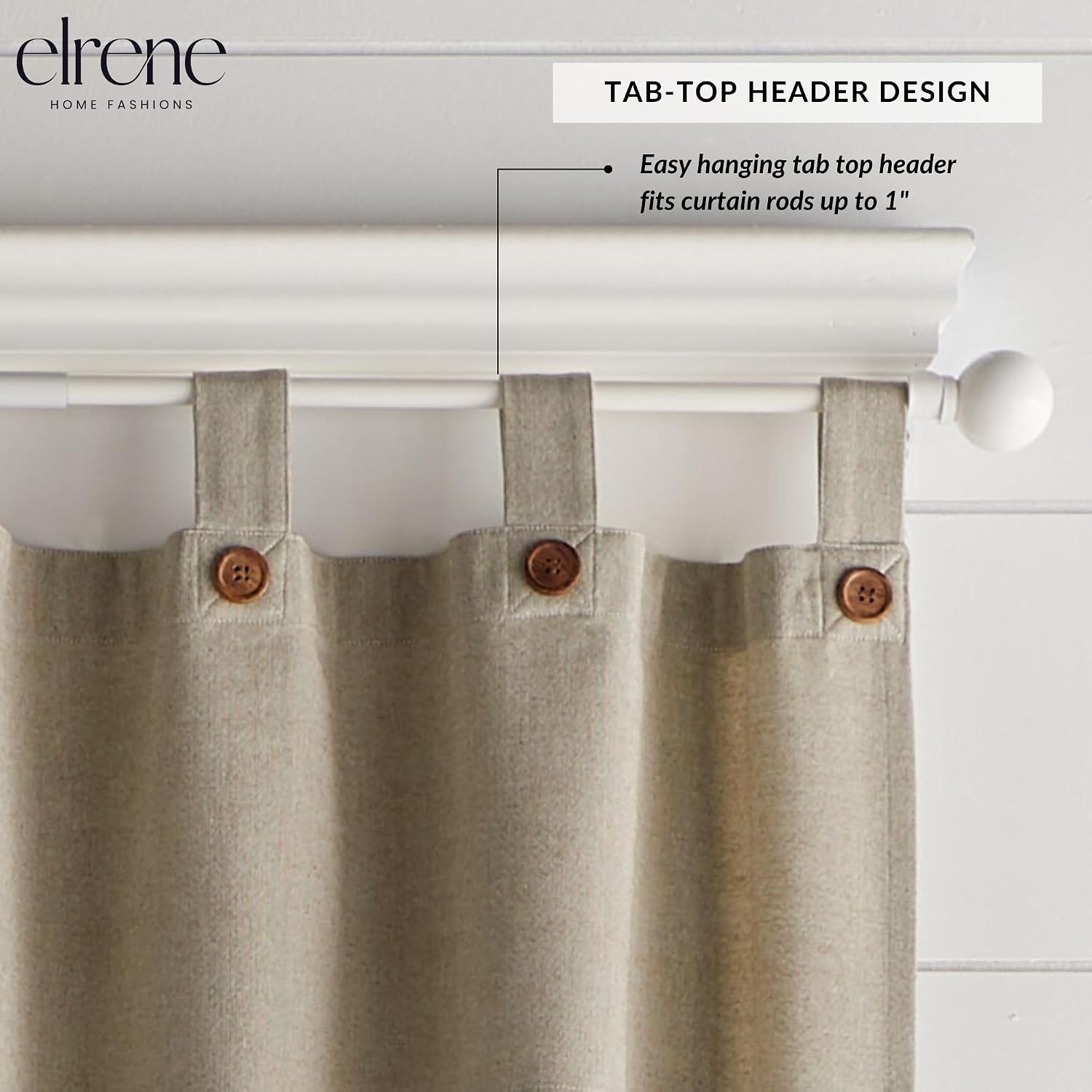 Elrene Home Fashions Tucker Button Solid Window Valance for Kitchen or Bathroom, 60 Inches by 15 Inches, Linen, 1 Valance image 3