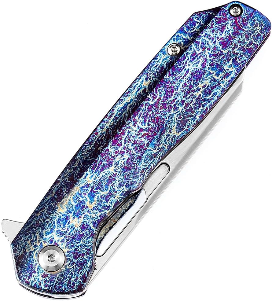 KANSEPT Shard Premium Pocket Folding Knives for Men EDC Pocket Knife 3.48'' Satin CPM-S35VN Material Excellent Folding Knife with Lightning Strike Anodized Titanium Handle EDC K1006A16