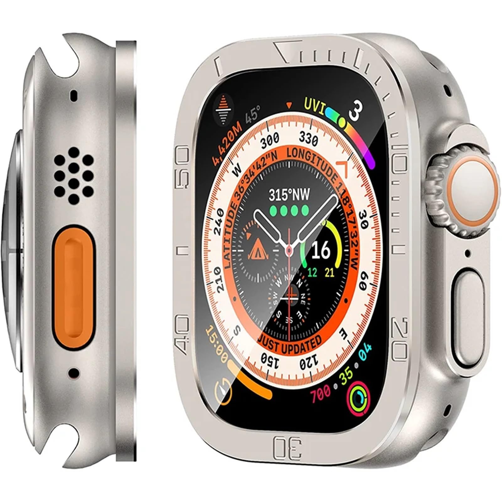 SCHIK Vetro temperato per Apple Watch Ultra 2 49mm Protezione schermo Telaio in metallo antigraffio per accessori IWatch Series Ultra 49mm