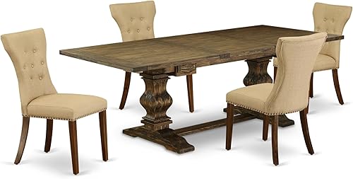 Miniatura 11 de East West Furniture LAGA11-78-03 - Juego de mesa de comedor de 11 piezas, incluye una mesa de comedor rectangular con hojas extraíbles y 10 sillas