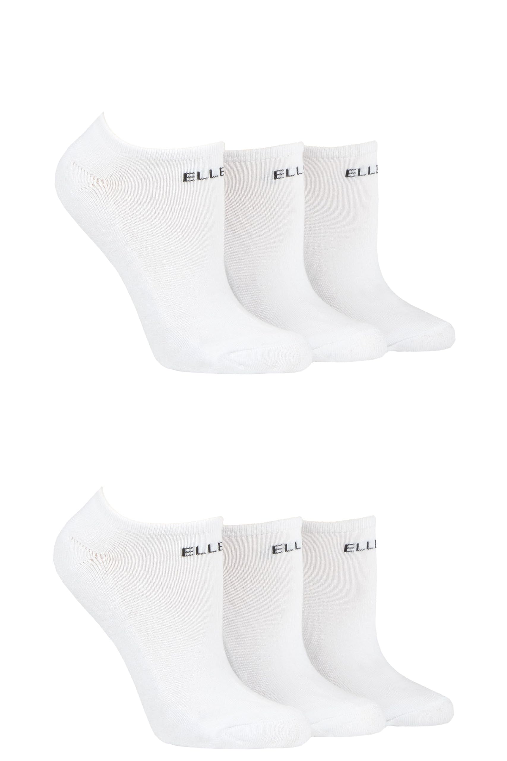 ELLE Women's Socks, No Shows, Invisible, Short, Low, Soft Breathable Bamboo, Cushioned Comfort, Multipack of 6 Pairs in Size 4-8 White