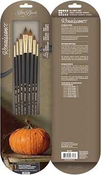 Silver Brush Limited Renaissance Cats Tongue Brushes for Watercolor and Oil, Sizes 1, 2, 4, 6, 8, 10, and 12, Long Handle Artist Brushes, 7-Piece Set