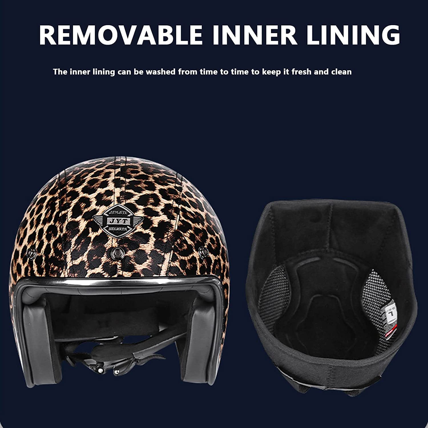 Sexy Leopard Pattern Adulto Retro Moto Casco Mezzo DOT Approvato Uomo Donna Moto Vintage Open Face Casco cap Half Shell Helmet + Occhiali per Bicycle Cruiser