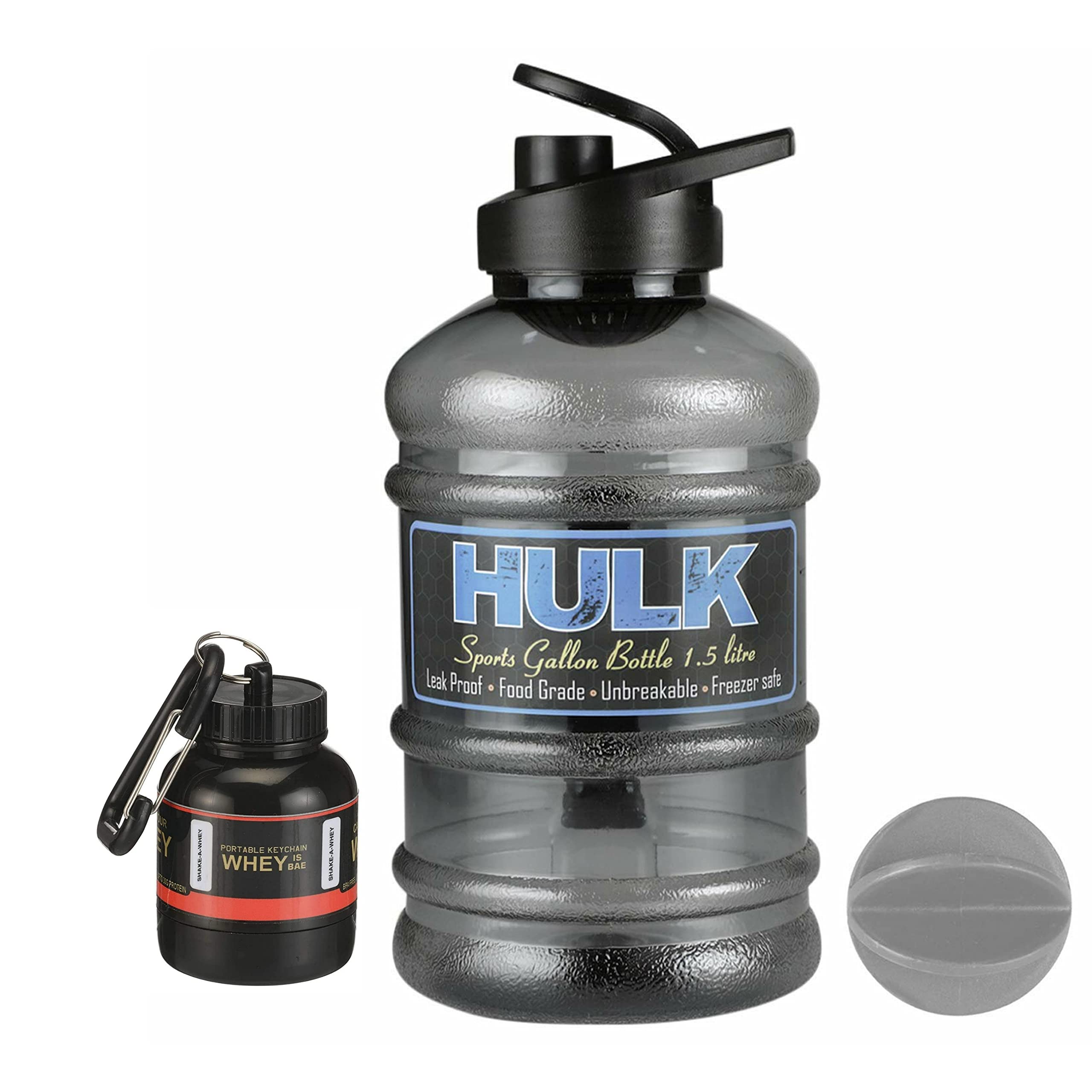 DOVEAZ® Gym Water Gallon with Protein Funnel & Container with Key-Chain | Gym Bottles for Men | Gym Bottle | Hulk Gym Gallon | Gallon Bottle for Gym | 1500 Ml Gallon (Black) (B08RSF9V8G) Amazon Price History, Amazon Price Tracker