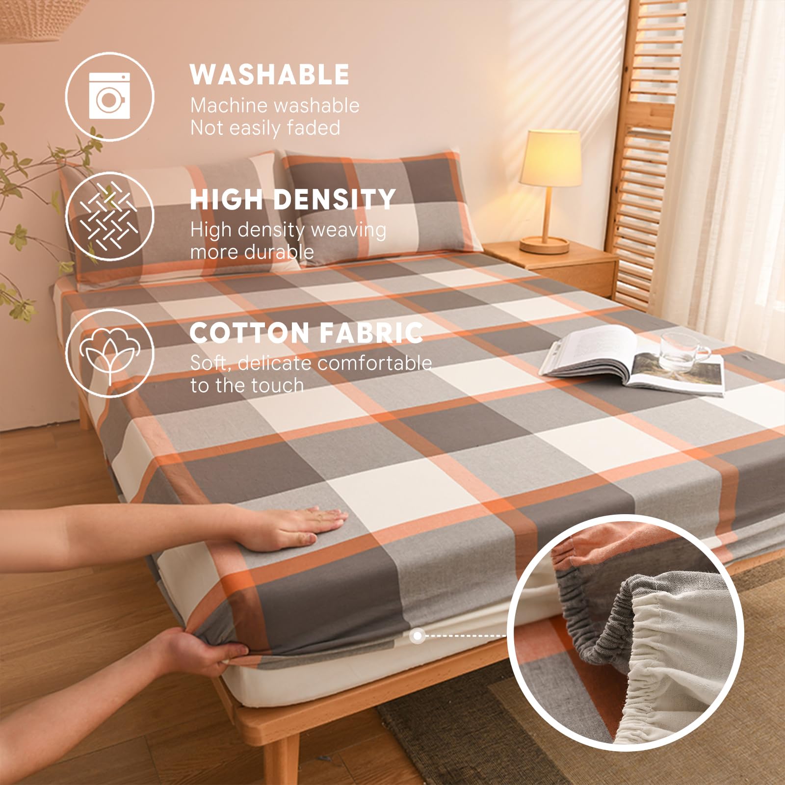 Jersey Drap-Housse Drap de lit 150x200,Drap Housse Extensible Respirant Doux pour Protège Matelas Épais avec 2 Taies d'Oreillers
