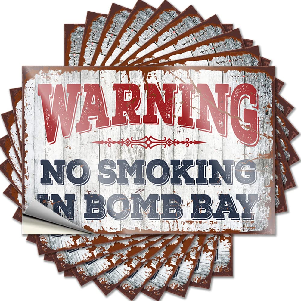 Decals Fall Door Decorations Peel and Stick - Warning No Smoking in Bomb Bay Reusable Fuzzy Waterproof Vinyl for Bathroom(12X18CM)