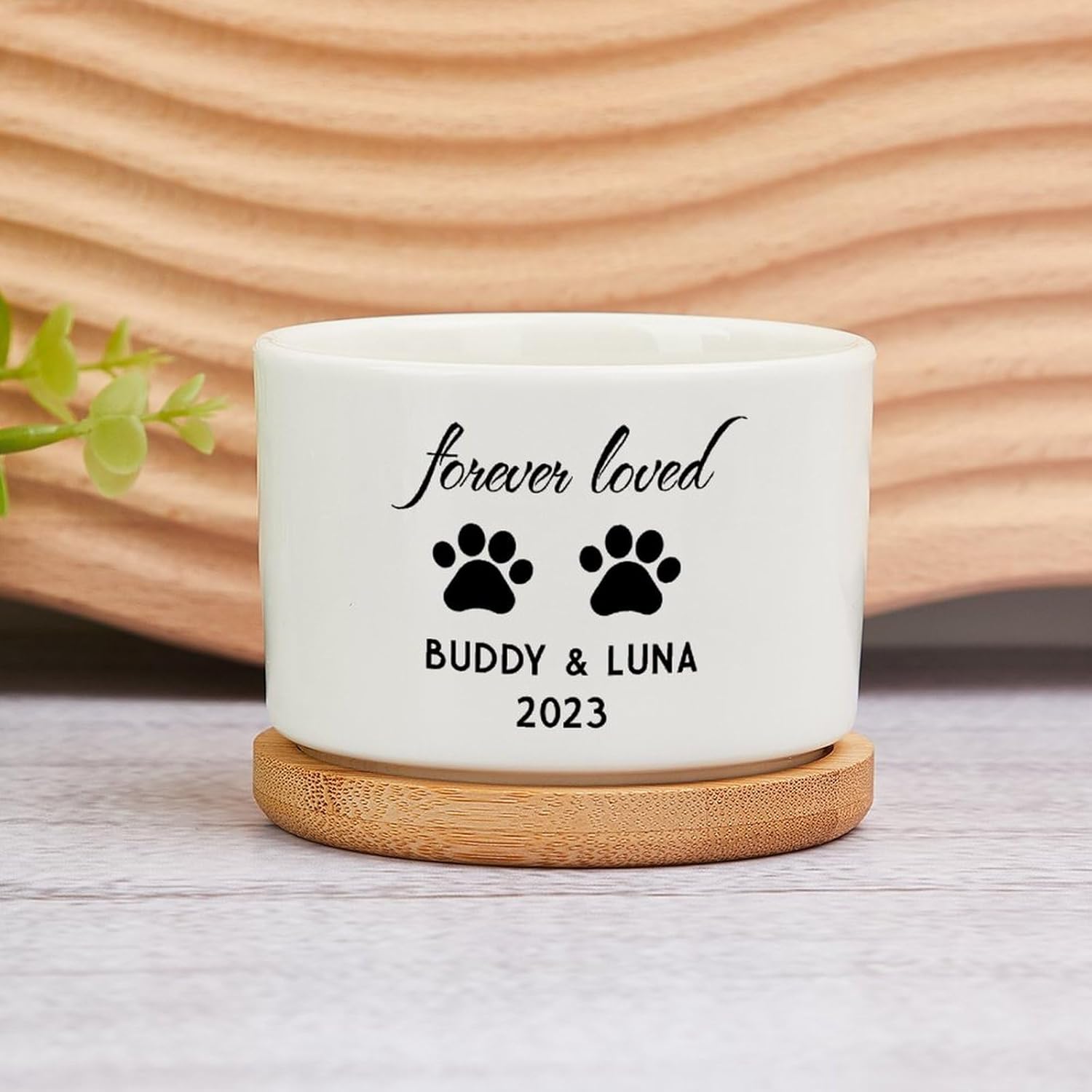 Personalized Dog Memorial Gift Planter White Ceramic Pot