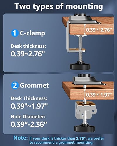 Miniatura 8 de Brazo de monitor individual con capacidad para 4.4-22 libras, soporte de monitor para escritorio, soporte de monitores de altura ajustable para