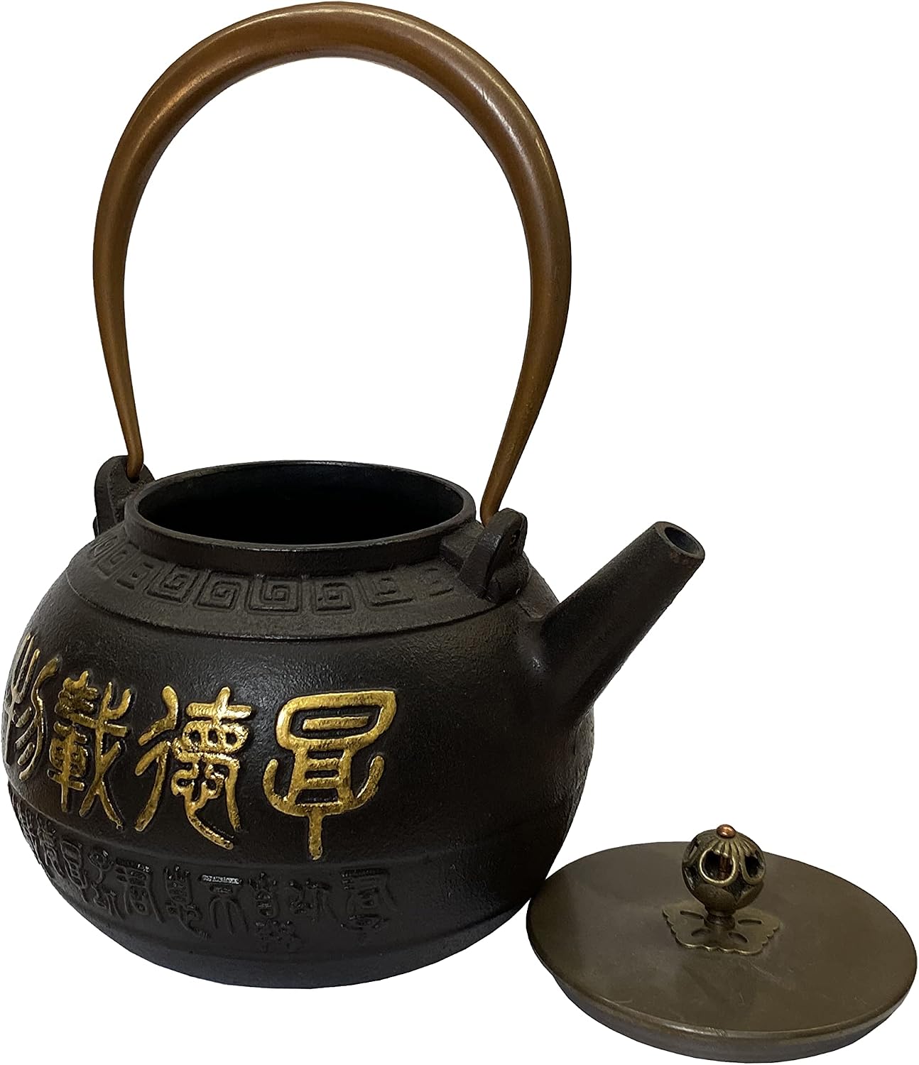 Handmade Quality Asian Cast Iron Teapot Shape Display Art Aws237