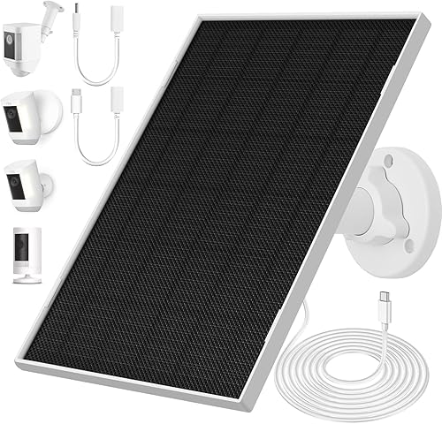 Cargador de panel solar de anillo, panel solar de 6.5 W para cámara de seguridad, compatible con cámara Ring con batería, panel solar impermeable