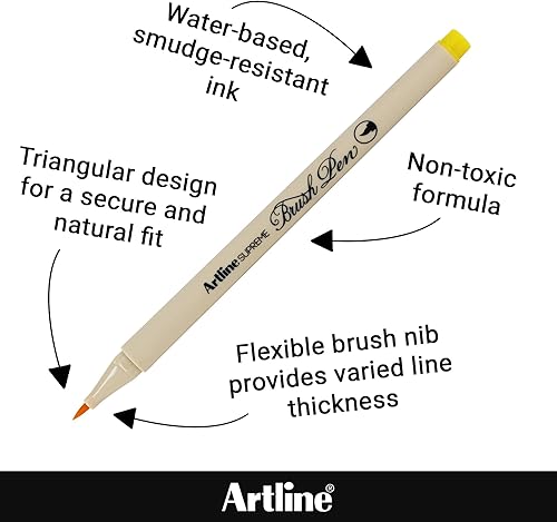 Miniatura 3 de Artline SUPREME - Bolígrafos de pincel | Certificado AP seguro para niños | Tinta resistente a la desenfoque | EPFS-F | Punta de pincel flexible que
