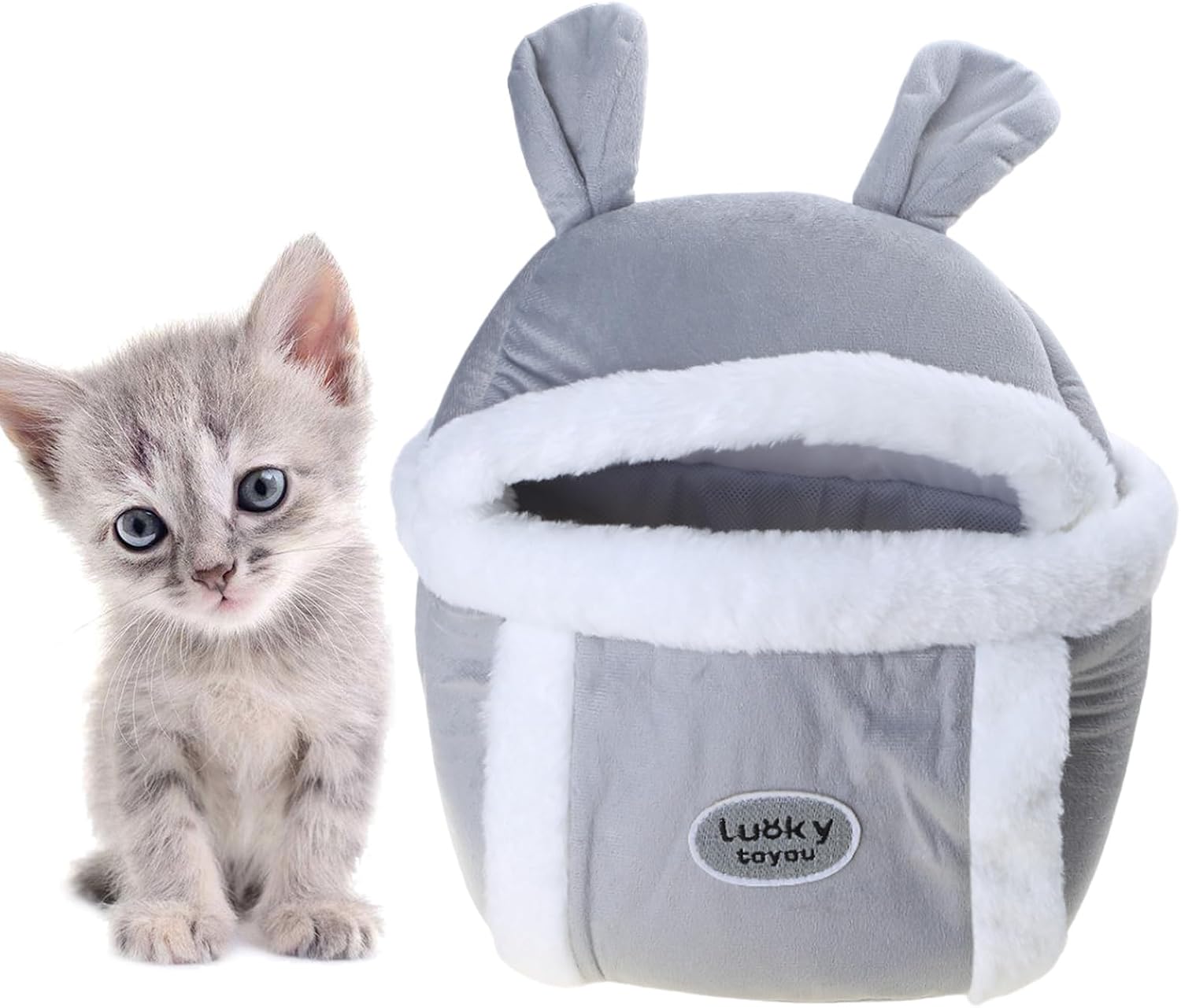 Plush Carrier Backpack for Small Cats Dogs Carriers Bag Portable Travel Winter Kitten Warm Walking Warm Carrier Travel Bag