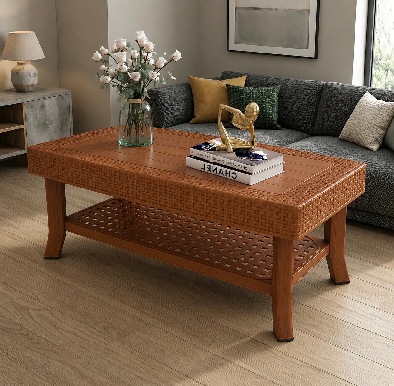 Raj Furniture Plastic Center Table for Home, Office, Indoor & Outdoor | Coffee Table | 82.5cm (L) x 52cm (W) x 42cm (H) | Orange| 1 Pc-picture-18