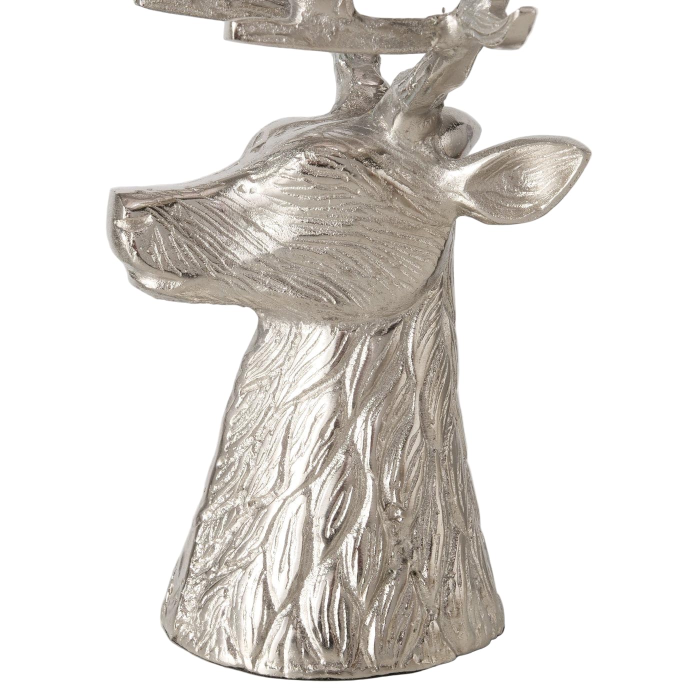 Hirsch Theodor Kerzenleuchter, vernickelt Aluminium, galvanisiert, 35,5 cm lang, 11 cm breit, 40 cm hoch, für mehrere Stabkerzen