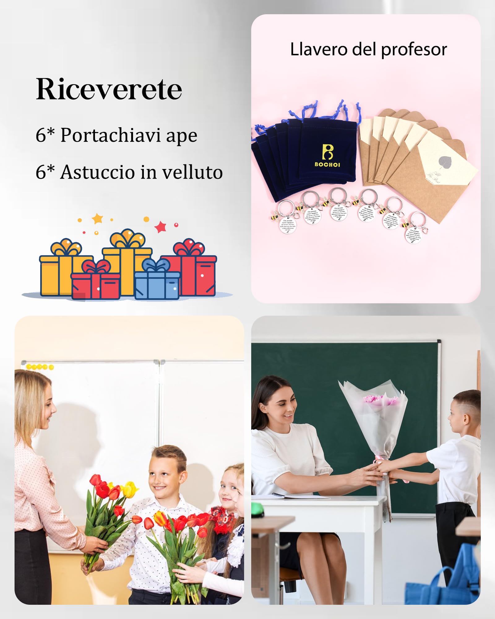 BOCHOI Portachiavi Regalo per Insegnanti Regalo di Laurea per Insegnanti Fine Anno