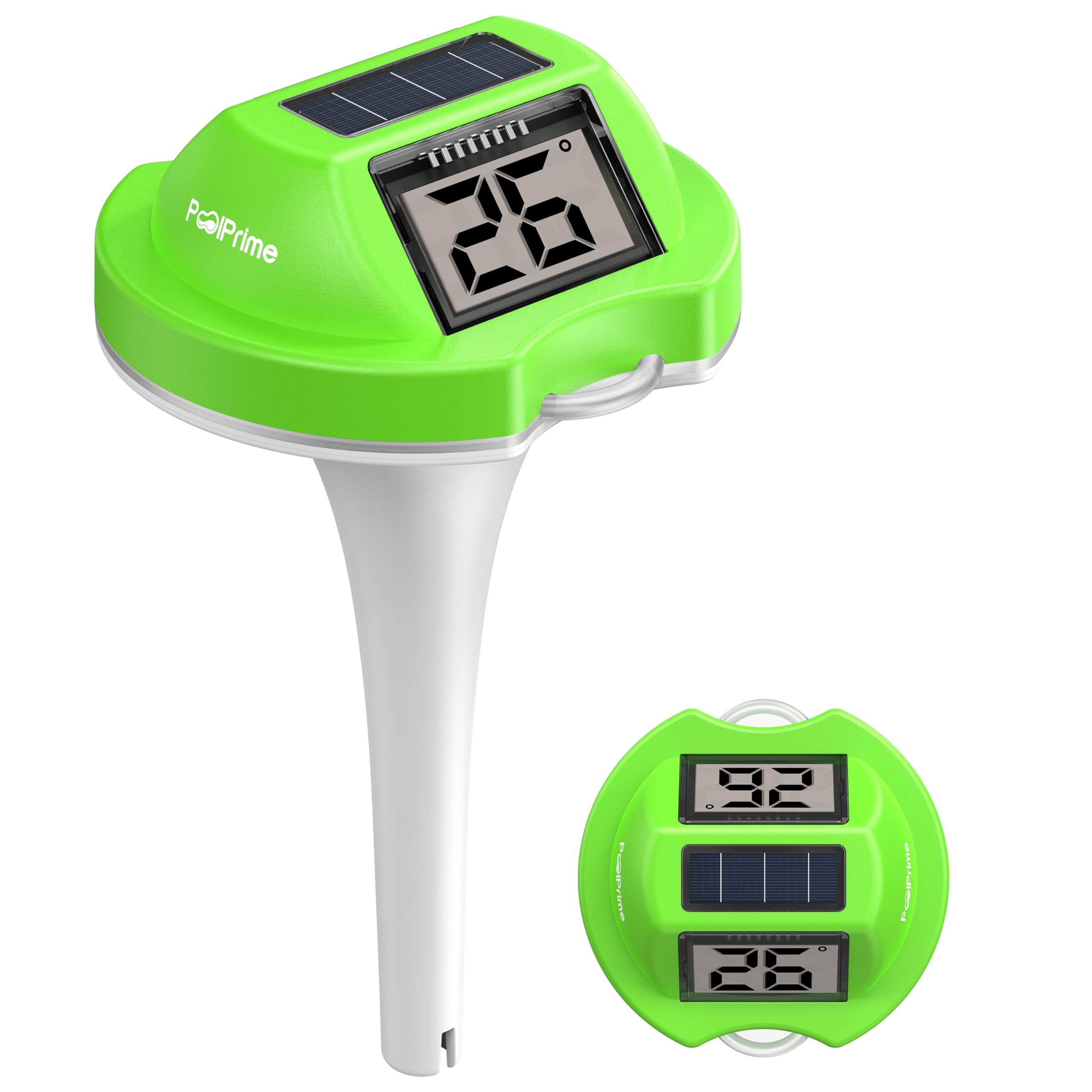 PoolPrime Pool Thermometer mit Doppelbildschirm, leicht ablesbar, Poolthermometer Schwimmend mit digitaler Anzeige, IPX7 wasserdicht für Hot Tubs, Cold Tubs und Schwimmbäder.（Green）