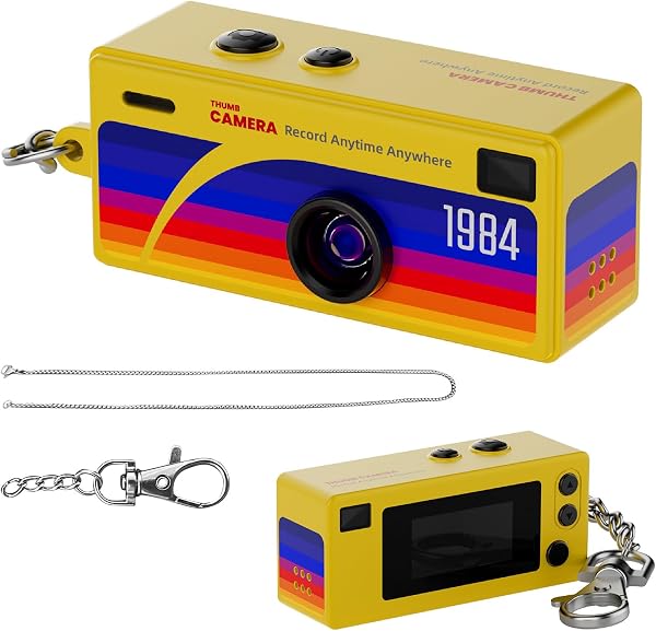 デジタルトイカメラ ミニカメラ キーチェーン ミニデジタルカメラ 液晶モニター付き 0.96インチ画面 20g重さ SDカード別売り 多種類フィルター 写真撮影 初心者 ティーン 大人向け TYPE-C充電式 SDカード別途購入必要 (イエロー) - 1